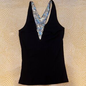 Sky Black and Silver Back Sequin Tank Top